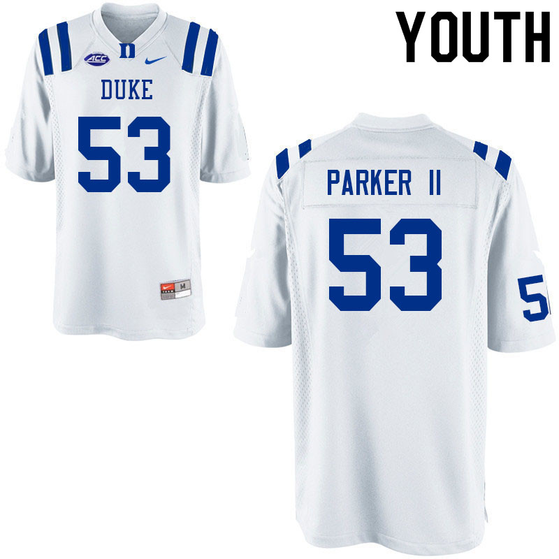 Youth #53 Brian Parker II Duke Blue Devils College Football Jerseys Sale-White - Click Image to Close